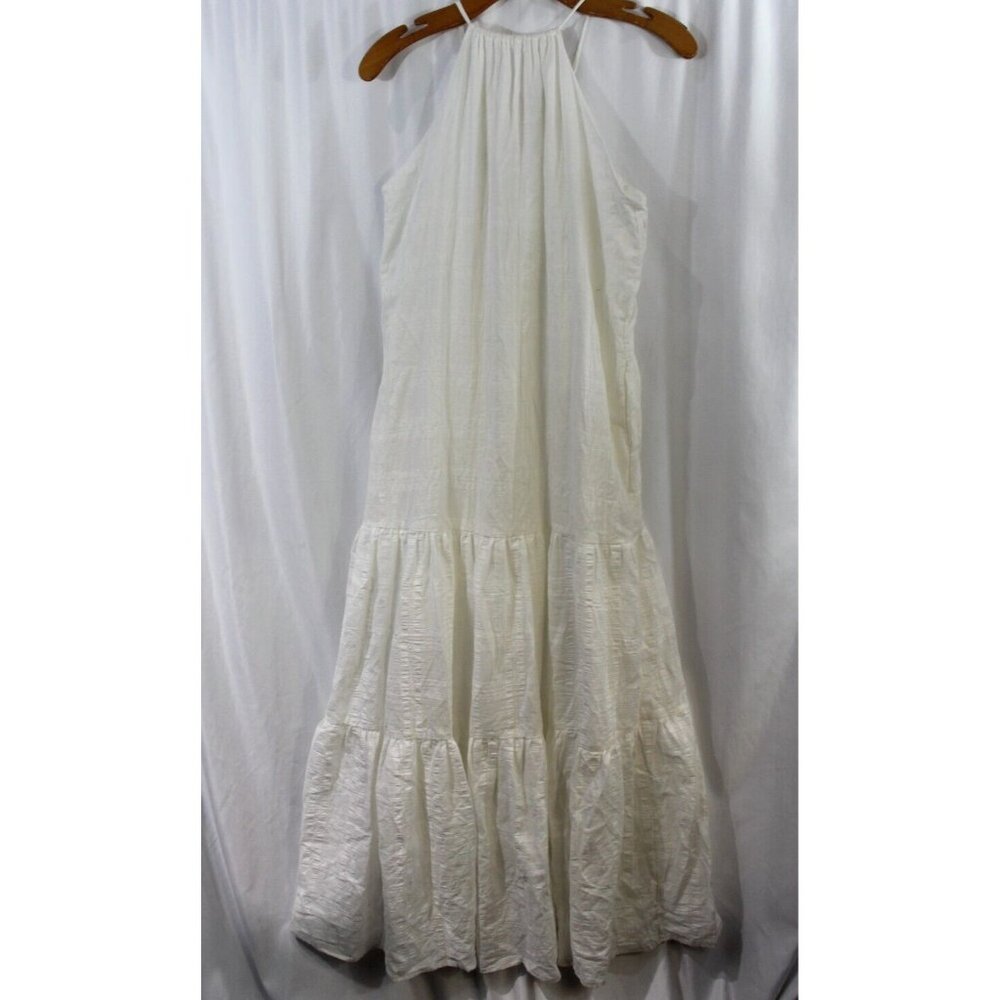 Young Fabulous and Broke‎ Womens White Tiered Sleeveless Halter Maxi Dress S